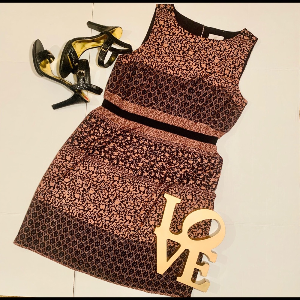 Ann Taylor Loft Rust & Black Floral Print Sz M